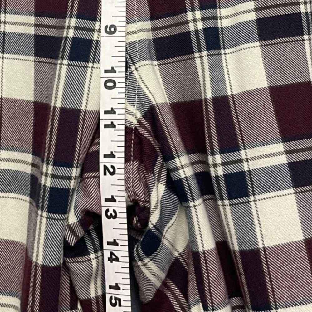 LL Bean Mens Fleece Lined Flannel Pants Plaid Burgundy Cream Size M 32 514883 - Picture 4 of 7